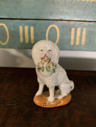 Vintage Antique Staffordshire Style Poodle Dog Signed And Marked