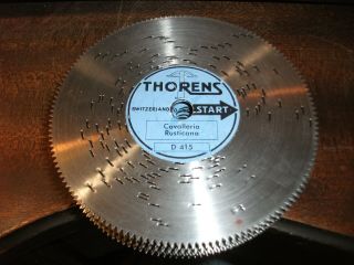 Vintage Thorens Metal Music Box Disc - Tune:cavalleria Rusticano