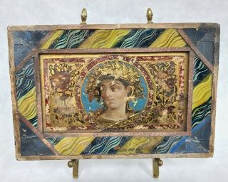 Antique Portrait Julius Caesar Roman Reverse Hand Painted Gilt Glass Frame