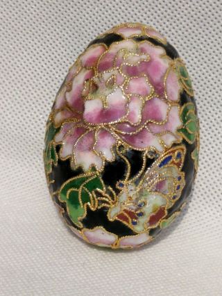 Vintage 3 " Hand - Painted Porcelain Ceramic Egg Flowers & Butterflies Gold Gilding