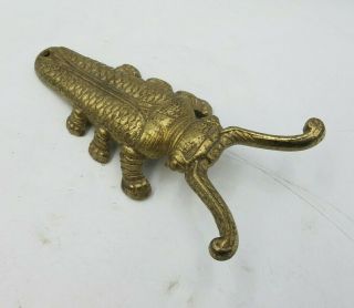 Cast Iron Bug Beetle Insect Boot Jack Shoe Pull Remover Door Stop Brass Colored 2