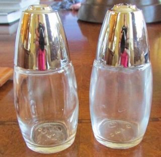 Vintage Gemco Salt & Pepper Shakers - Clear Glass W/silver Plastic Lids Euc Usa