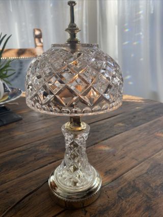 Vintage Crystal/ Glass Boudoir Lamp With Brass And Brass Plated Accents