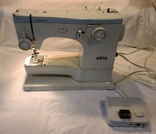 Vintage Elna Supermatic Sewing Machine W/ Pedal And Case