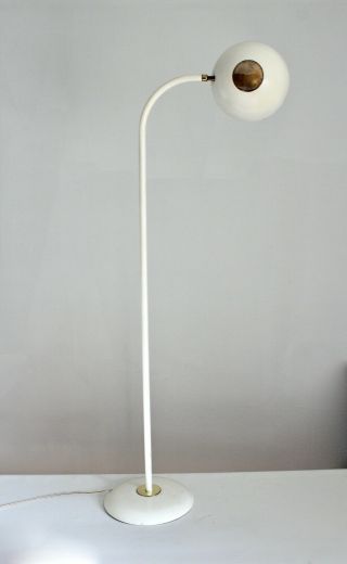 Lightolier Vtg Mid Century Modern Gooseneck Arm Saucer Cone Floor Lamp Laurel