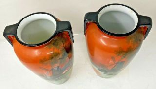 Vintage Rare Large Double Handle Hand Painted Noritake Porcelain Vases 2