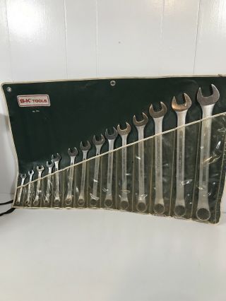 Vintage Sk Tools 14pc Sae Combination Wrench Set Superkrome 1714 Made In Usa