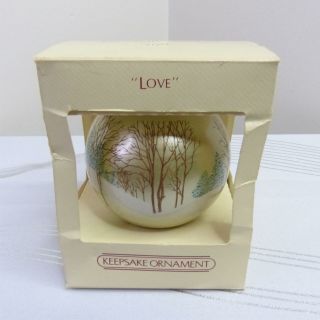 Hallmark Christmas 1983 " Love " Keepsake Glass Ball Ornament W/ Box Vintage