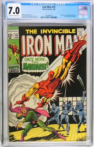 D481 Iron Man 10 Marvel Cgc 7.  0 Fn/vf (1969) Nick Fury & Mandarin Appearance