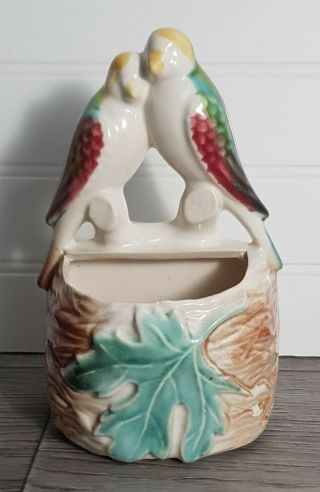 Vintage Morton Pottery Ceramic Wall Pocket Planter Love Birds,  7 " X 4 " X 3 " Cute