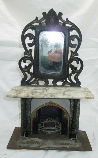 Antique Victorian Dollhouse Furniture Fireplace