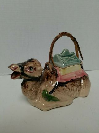 Vintage Camel Teapot Pitcher With Luggage Lid And Blanket Tashiro