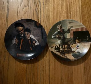 2 Norman Rockwell Collectors Plates The Music Maker And Banjo Player.