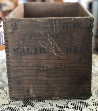 Antique Primitive Wood Wooden Crate Box Salad Oil Americana Collectable Box