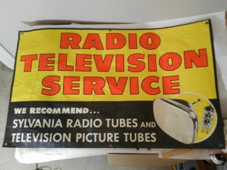 Vintage Advertising Sign - Sylvania Radio & Television Tubes Sign/ Poster - Rare