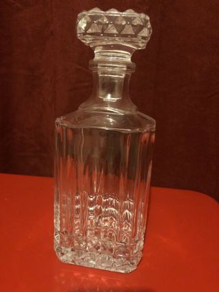 Vintage Square Liquor Cut Glass Decanter W/ Stopper