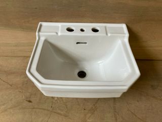 Small Vtg 14 " Mid Century Ceramic White Porcelain Bath Wall Sink Gerber 08 - 21e