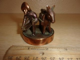 Vintage Western Prospector Figure Statue Panning For Gold With Donkey