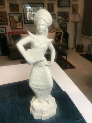 Vintage Rare 17 1/4 " Goldscheider Porcelain Asian Dancer Figurine Excllnt