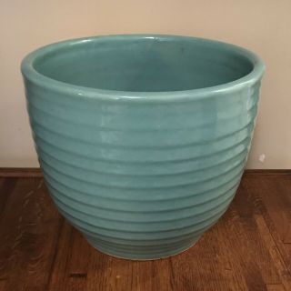 Vintage Bauer Pottery Ringware Jade Green Planter Vase Pot,  9 1/2 " (b10)