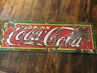 30” Old Vintage Drink Coca Cola Porcelain Sign