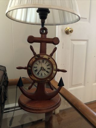 Captain Wheel Anchor Wood Lamp