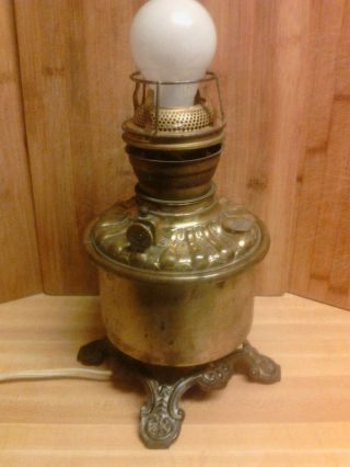 Antique Brass Oil Lamp Converted To Electric