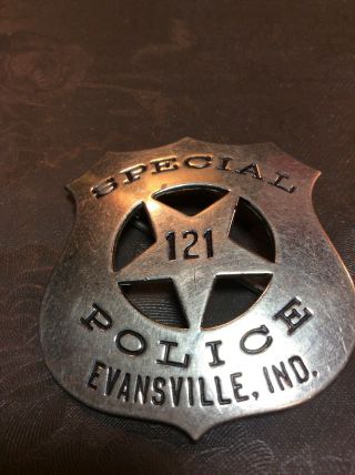 Vintage Obsolete Evansville Indiana Special Police Officer Badge 121 Rare