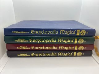 Vtg Ad&d 2nd Ed Encyclopedia Magica Volumes 1 - 4 Leather W Ribbon 2nd Edition Tsr