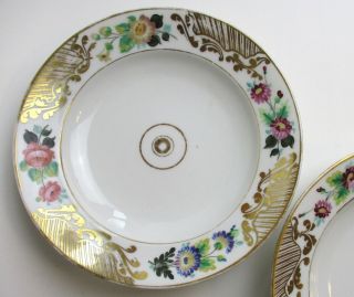 Old Paris Porcelain Soup Bowl Mid 19th Century Hand Painted Flowers