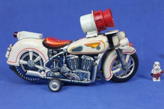 Vintage Tin police Siren Motorcycle Japan Masudaya 50 ' s 2