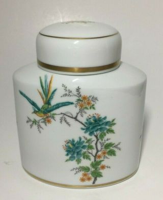 Limoges France Porcelain Bird And Floral Design Ginger Jar Tea Canister