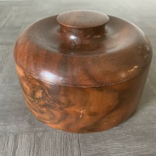 Vintage Antique Hand Turned Wood Bowl With Lid 6 " Diameter 4 " Tall Folk Art