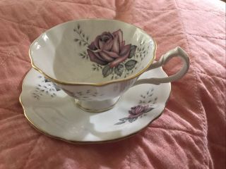 Queen Anne Bone China Pink Rose Tea Cup & Saucer