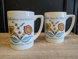 Berggren Swedish Floral Porcelain Coffee Tea Cup Mug,  Set Of 2