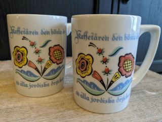 Berggren Swedish Floral Porcelain Coffee Tea Cup Mug,  set of 2 2