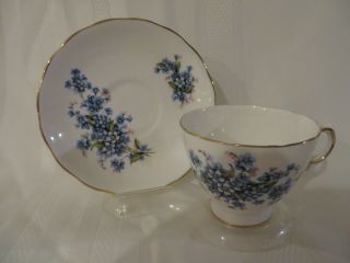Royal Vale Cup And Saucer Forget Me Not Blue Flowers England