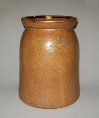 Antique Vtg 1800s Joseph Bayer Washington Mo Stoneware Pottery Jar W/ Marked Lid