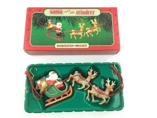 Hallmark Keepsake Christmas Ornament Santa And His Reindeer 1986 Qxo4406