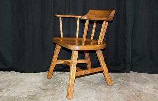 Vintage Brandt Ranch Oak Captains Arm Chair Cowboy,  Western Style
