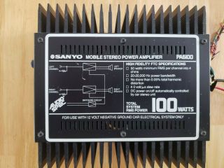 Vintage Sanyo Pa6100 Stereo Power Amp 100 Watt Car Audio Amplifier