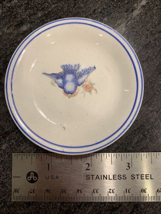 Vintage Bluebird Butter Pat Plate - Unmarked - 3 1/4 Inches Across