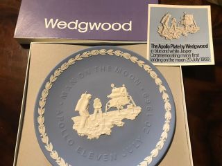 Wedgwood Commemorative Apollo 11 Blue Jasperware Man On Moon 7 - 20 - 1969 3d Plate