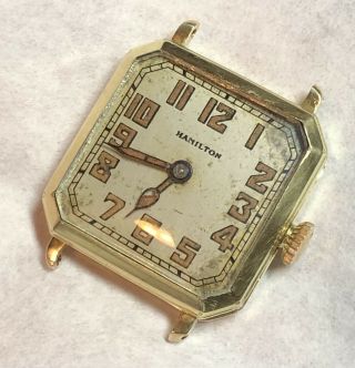 Vintage 1926 Hamilton Square Cut Corner 14k Gold Filled Watch 986a 17j Runs