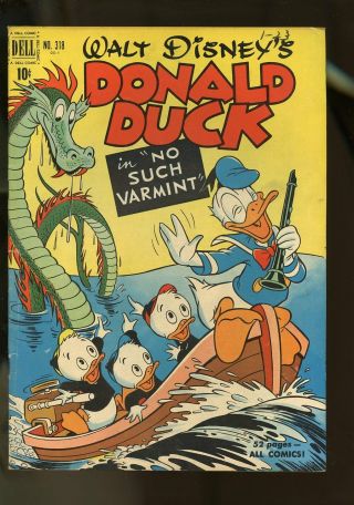 Four Color 318 Fine - 5.  5 Donald Duck / Carl Barks Art 1951 Dell Comics