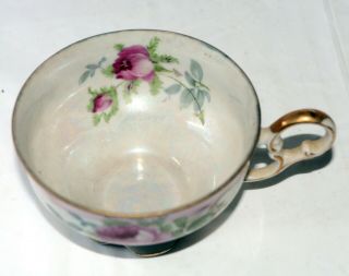 Lefton China Cup and Sauce Hand Painted Pink & White with Roses 3