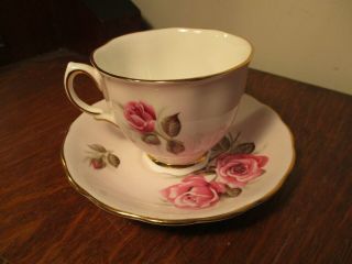 Colclough Vintage Bone China Tea Cup,  Saucer Pink Roses 2