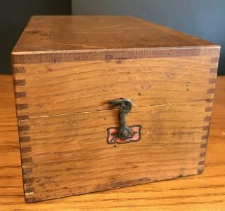 Vintage Wood Wooden Box Dove Tail Corners Weis Index Card File Office Or Recipe