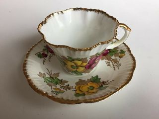 Vintage Salisbury Bone China Tea Cup & Saucer Set,  " Pansy ",  Made In Englnd