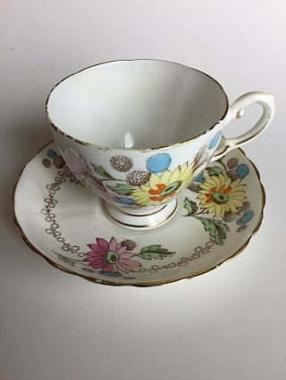 Vintage Tuscan " Plant " China Tea Cup & Saucer Set,  Made In England